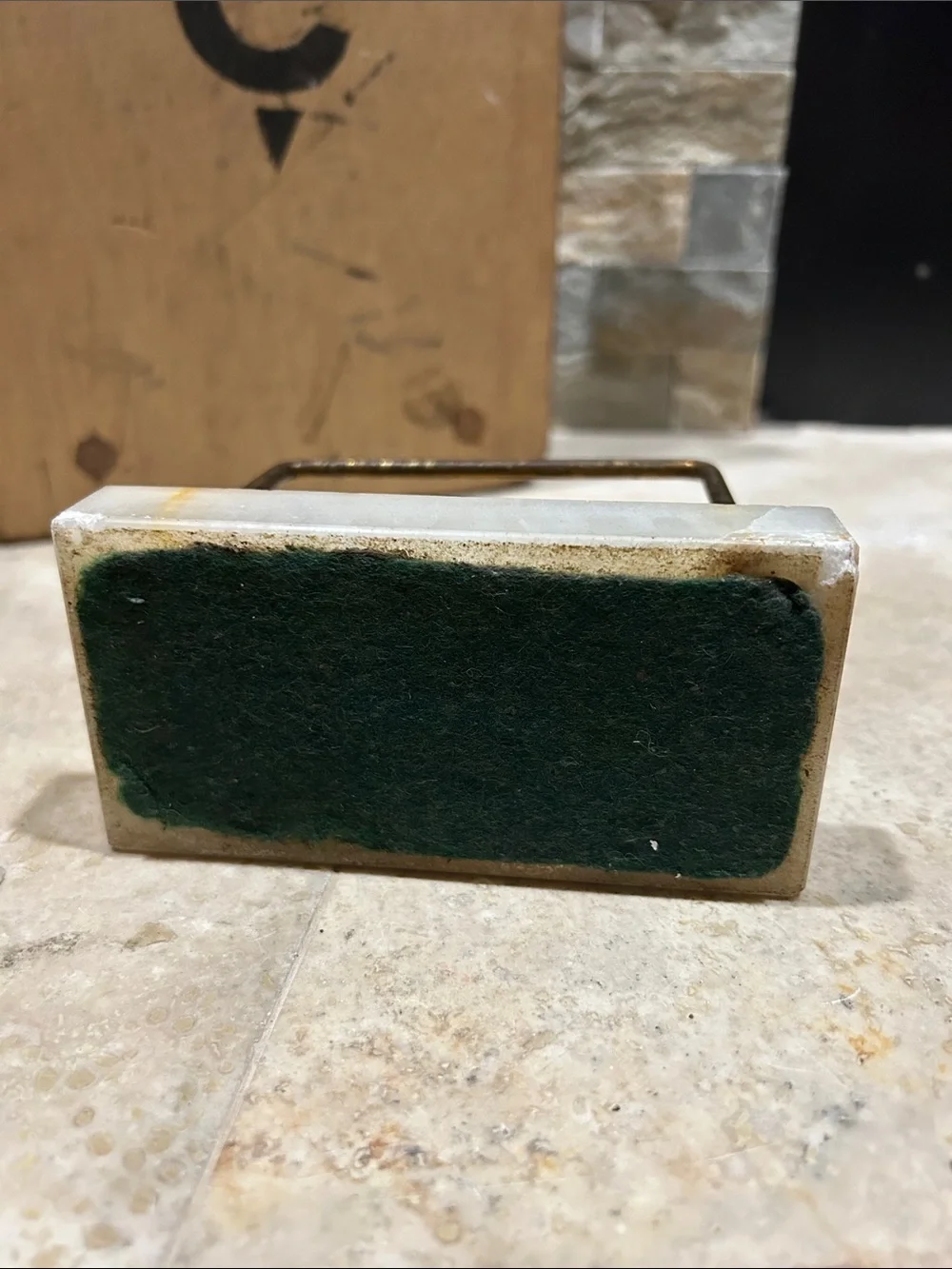 Vintage MCM white marble and brass double-arch letter holder
